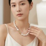 Necklaces Gold-Plated Necklace with Flat Freshwater Baroque Pearls