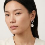 Earrings Textured Silver Hoop Baroque Pearl Drop Earrings