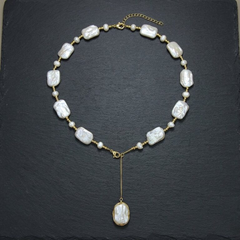 Necklaces Ivory Irregular Bead Gold-Plated Necklace