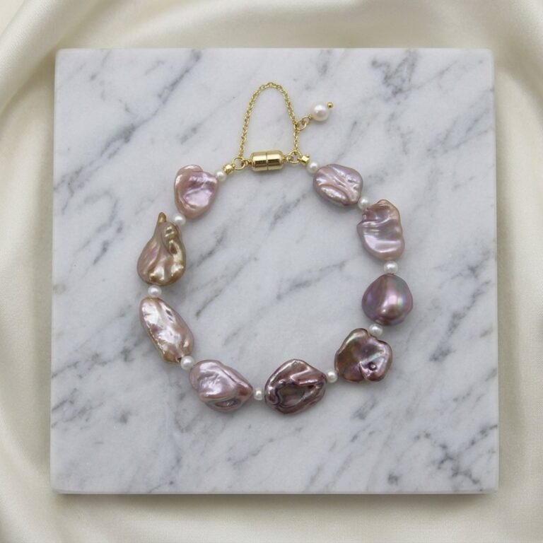 Bracelets Irregular Purple Baroque Pearl Magnetic Clasp Bracelet