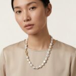 Necklaces Gold-Plated Necklace with Flat Freshwater Baroque Pearls