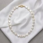 Necklaces Gold-Plated Necklace with Flat Freshwater Baroque Pearls