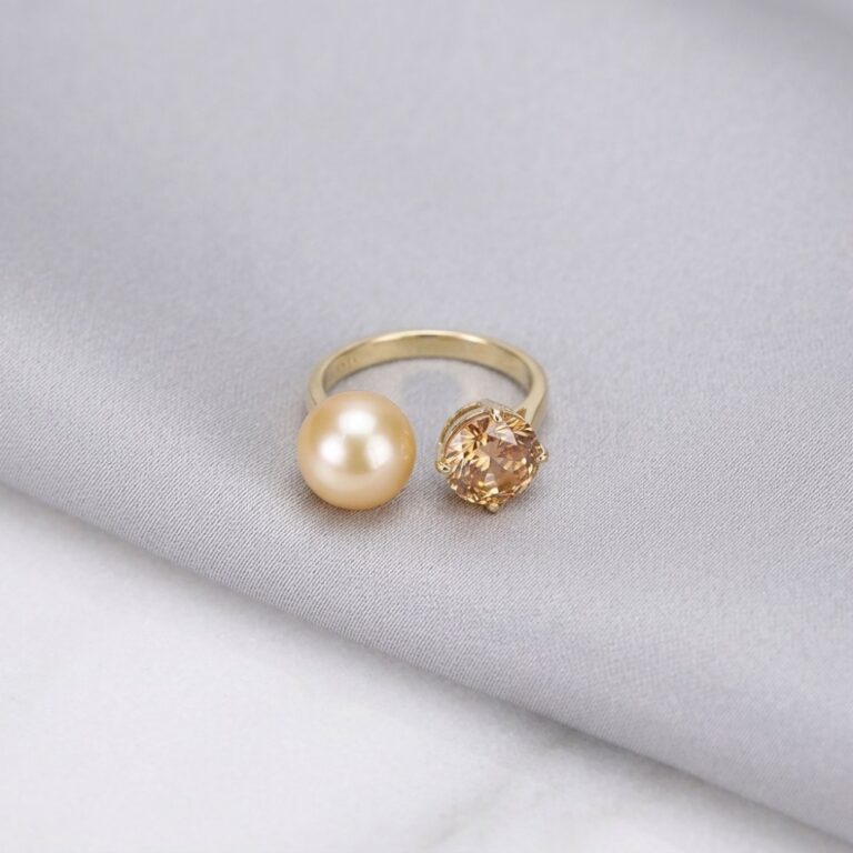 Rings Freshwater Pearl Gold-Plated Silver Open Ring