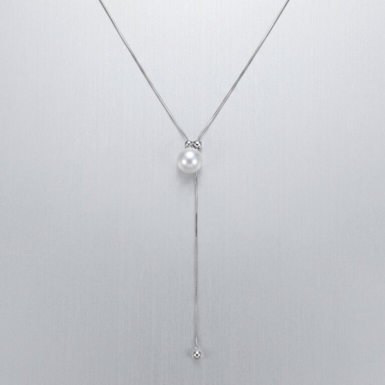 Necklaces High-luster Single Freshwater Pearl Adjustable Y-Shaped 925 Sterling Silver Chain