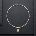 Necklaces Freshwater Rice Pearl Necklace with Gold-Plated White Mother-of-Pearl Pendant